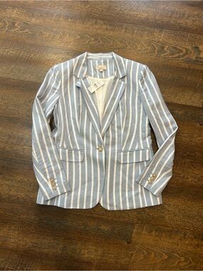 LOFT Blue and White Striped Blazer